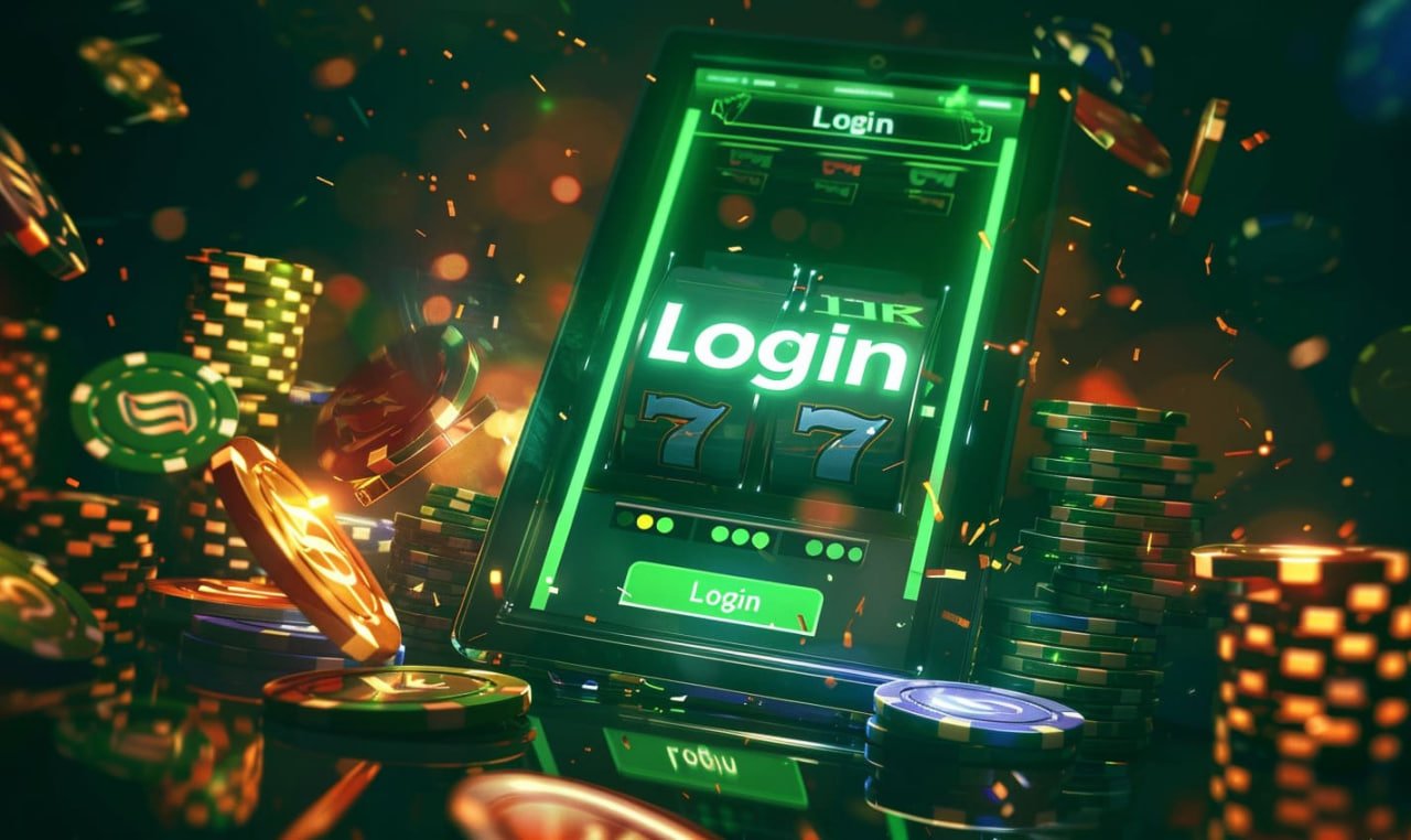 Layar login aplikasi gudangslot77 dengan opsi login dan pendaftaran